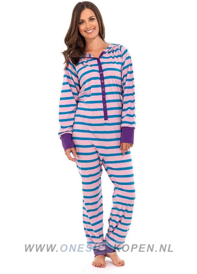 Krankzinnigheid Afslachten Stewart Island Katoenen pyjama onesie roze/blauw - OnesiesKopen.nl