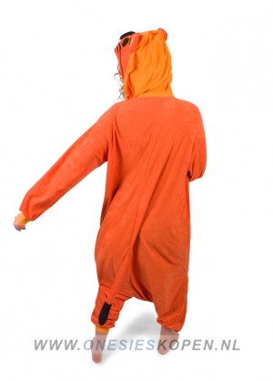 oranje leeuw kigurumi onesie achter