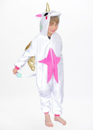 Eenhoorn onesie Gold winged unicorn kids front
