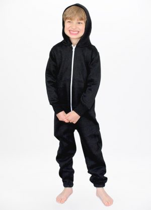 Zwarte onesie black kids front hood