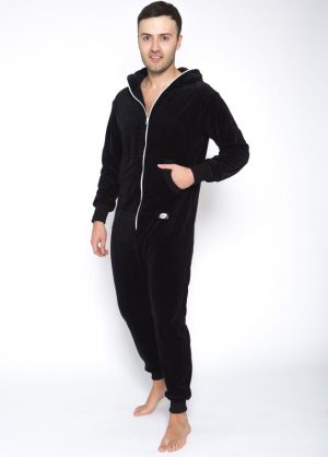 sofakiller verlours onesie dark black men front